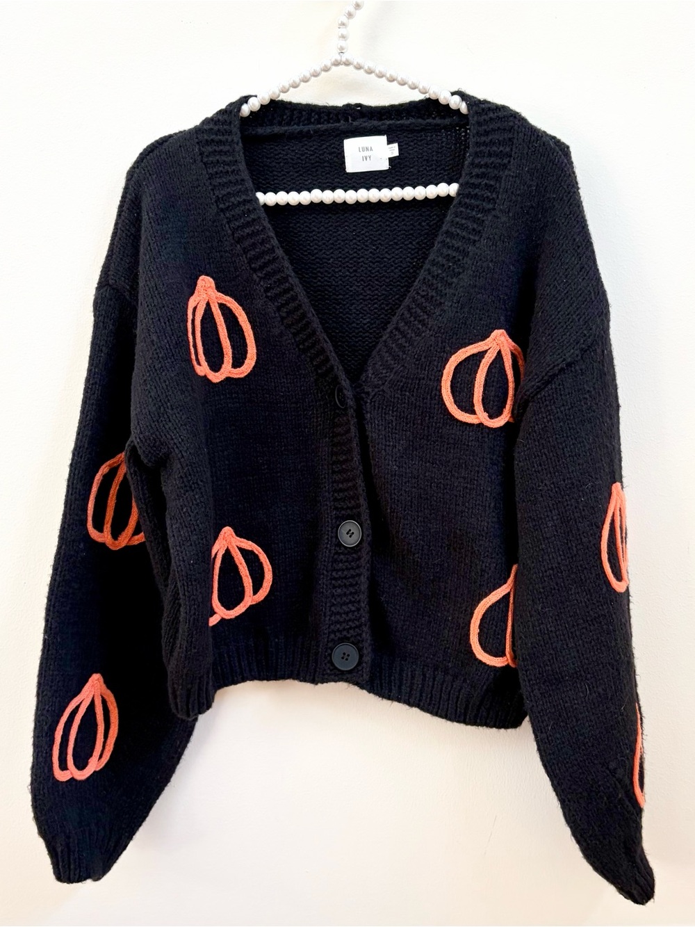 Luna Ivy Pumpkin Halloween Cardigan Sweater NWT - Picture 2 of 6